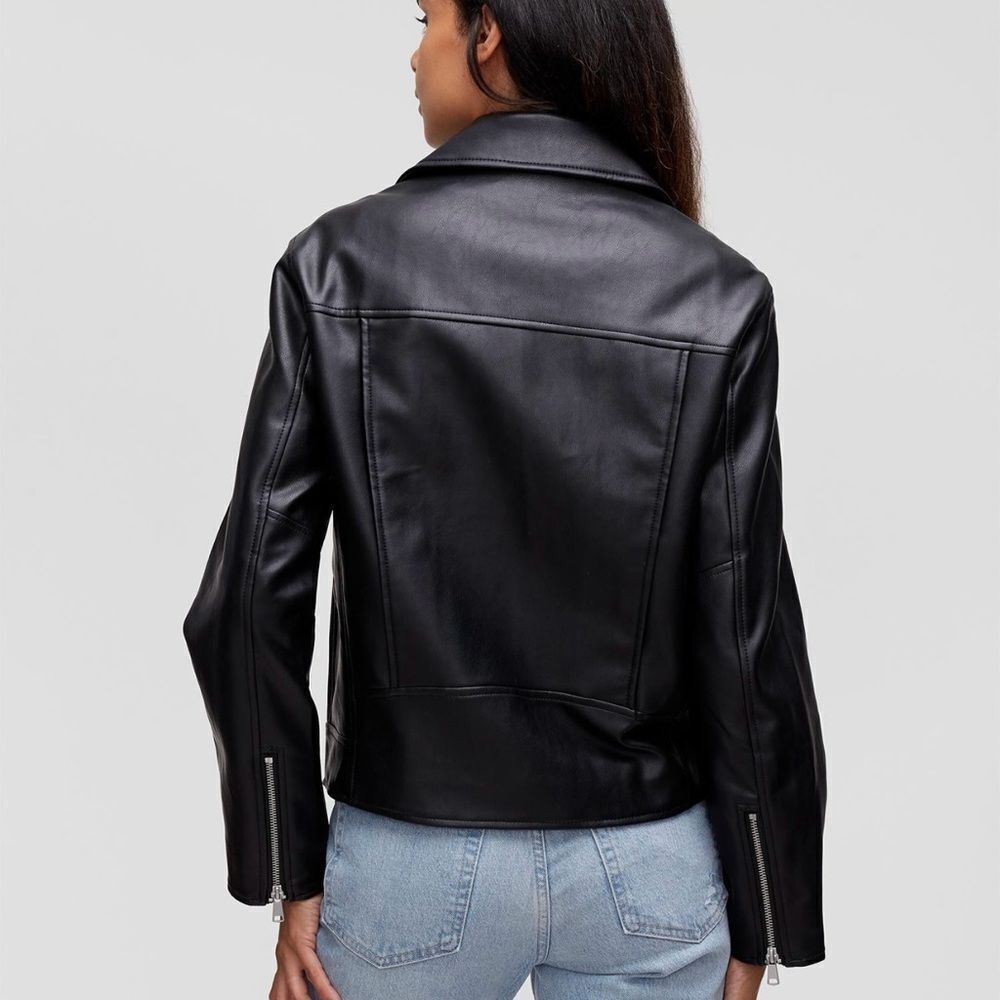 GAP Black Faux Leather Moto Jacket - Picture 3 of 6